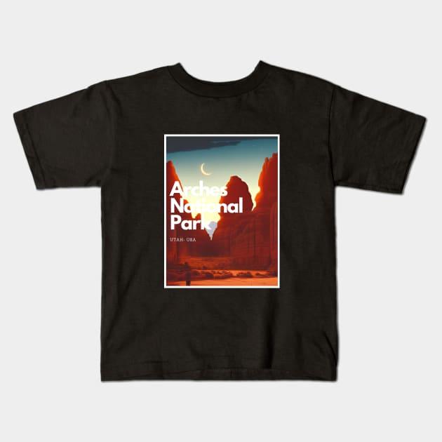 Arches National Park hike Utah United States Kids T-Shirt by TravlePark